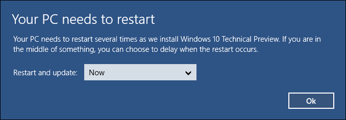 Windows 10 Technical Preview restart